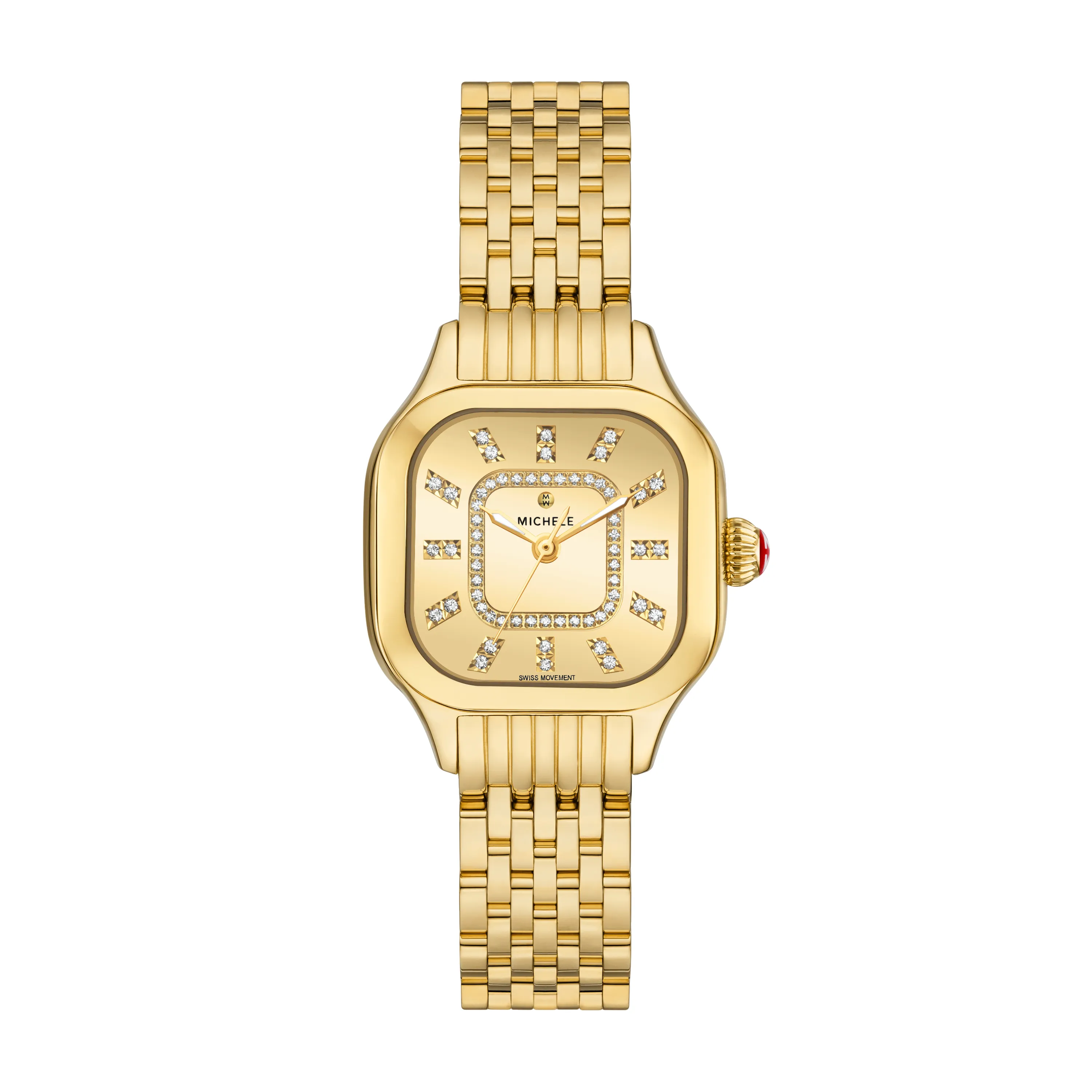 Michele Watches Deco Diamond Stainless Steel Watch